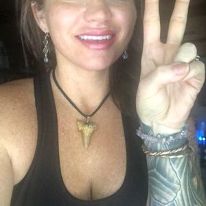 Sterling silver wire wrapped shark tooth necklace